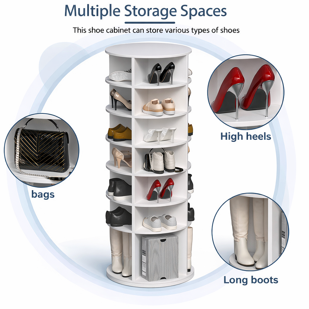 Spinora 7-Tier Rotating Shoe Rack – 360° Spinning Storage Tower