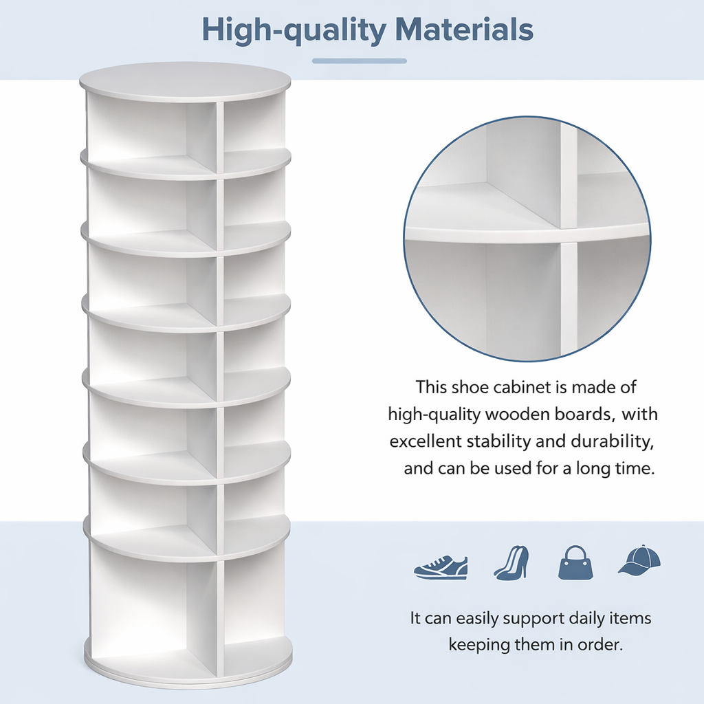 Spinora 7-Tier Rotating Shoe Rack – 360° Spinning Storage Tower